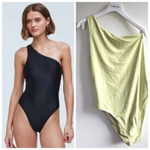 New Madewell One-Shoulder Green One-Piece Swimsuit Style NP228 Large NWT